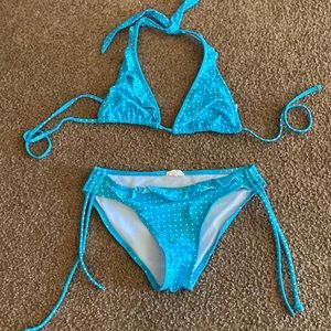 Xhilaration Swim | Polka-Dot Ruffle Bikini | Color: Blue/White | Size: S |